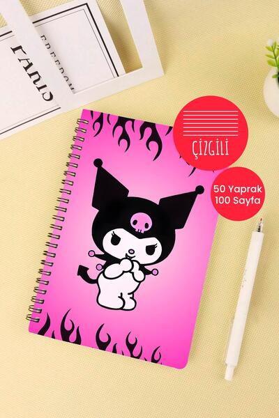 Anime Marketi دفتر مدرسي بتصميم كورومي A5 حلزوني 50 ورقة 100 صفحة - مسطر