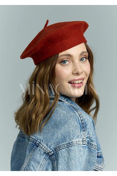 MinaCarin 2-Piece Claret Red Saks Blue French Felt Beret