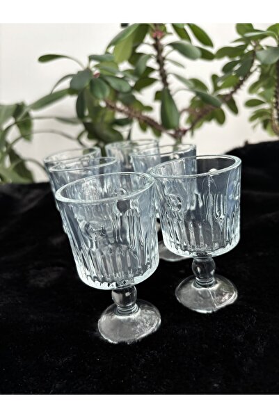 DİBA AVM Set of 6 Coffee Side Water Glasses - Small Standing Goblet Glasses