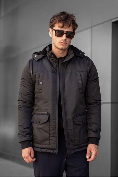 3MODA Men's Gabardine Fabric - Wind and Waterproof Jacket with Fur Inside
