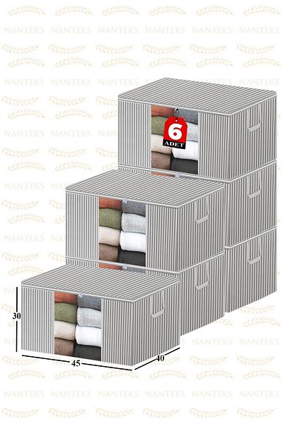 ADARYA HOME 45x40x30 πουλόβερ με 6 τεμάχια ριγέ παράθυρο