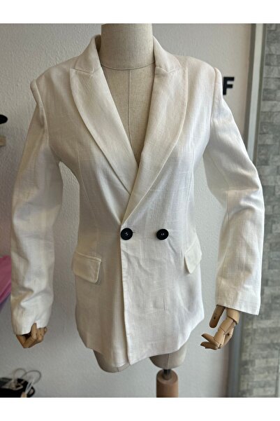 Dilvin 6785 Iki düğmeli keten ceket