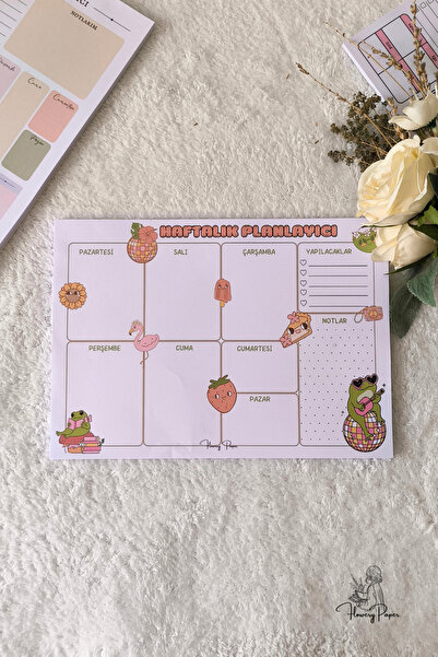 Flowery Paper Planlayıcı A4  - Memopad,Check List ,Not Defteri,Haftalık planl...