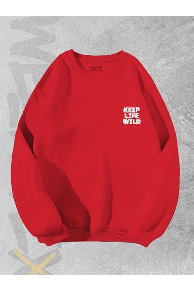 WEARTEX Unisex Keep Life Wild Printed Oversize Sweatshirt - Crew Neck Hoodie