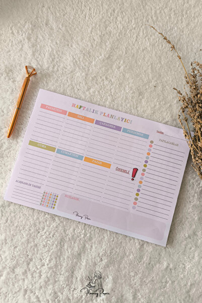 Flowery Paper Planlayıcı A4  - Memopad,Check List ,Not Defteri,Haftalık planl...