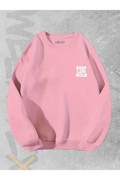 WEARTEX Unisex Keep Life Wild Printed Oversize Sweatshirt - Crew Neck Hoodie