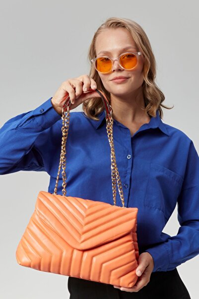 Morpelikan Quilted Women's Shoulder Bag with Gold Chain Strap - Three Compartments