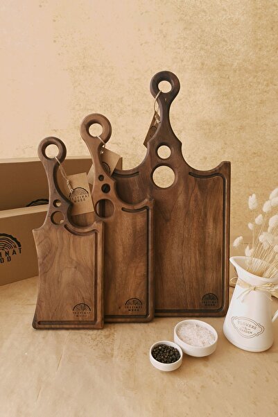 Tezyinat Wood سلسلة شجرة الجوز المشتعلة - لوحة عرض خشبية مكونة من 3 قطع