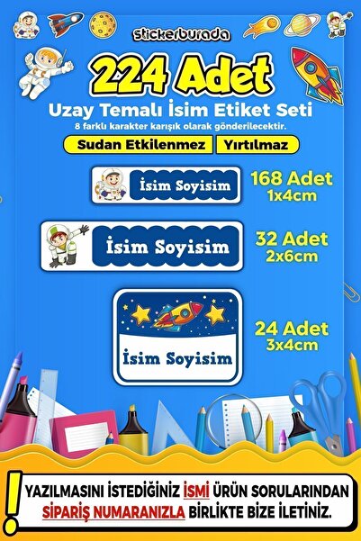Stb design Okul Kreş Etiketi Kalem Defter Özel Isim Yazılabilen Etiket Seti 10