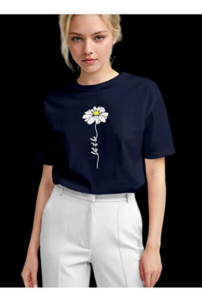 KOZİA OUTDOORS Оверсайз, зручний крій, базовий футболка з принтом маргариток
