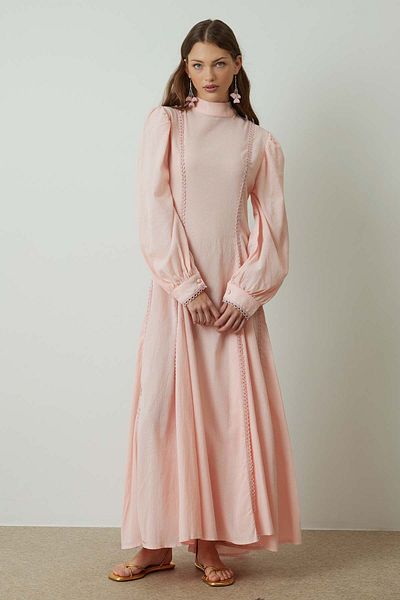 Hooopstore Pink Linen Casablanca Dress