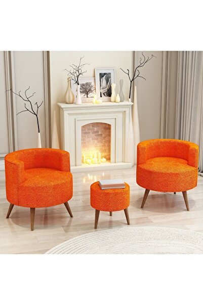 Genel Markalar Çay Seti Ikili Koltuk Berjer Ve Puf Takımı (SALON, BALKON, OFİS) 3 Lü Takım