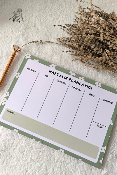 Flowery Paper Planlayıcı A4  - Memopad,Check List ,Not Defteri,Haftalık planl...