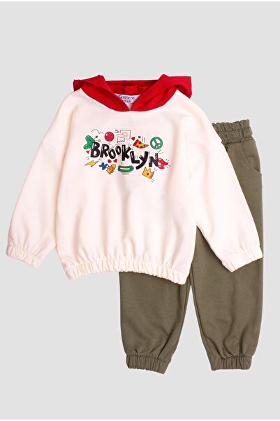 Chicsy Baby Brooklyn Yazı Baskılı Kapüşonlu Oversize Alt Üst Bebek Çocuk Eşor...