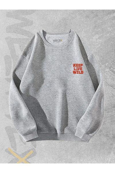 WEARTEX سويت شيرت كبير الحجم مطبوع عليه Keep Life Wild للجنسين - هودي برقبة دائرية