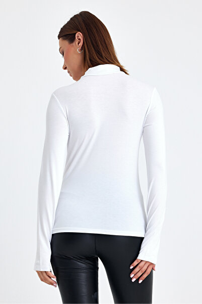 BANEGA Γυναικείο κορμάκι με λευκή λεπτομέρεια στα δάχτυλα - μισό ζιβάγκο, βαμβακερή βισκόζη