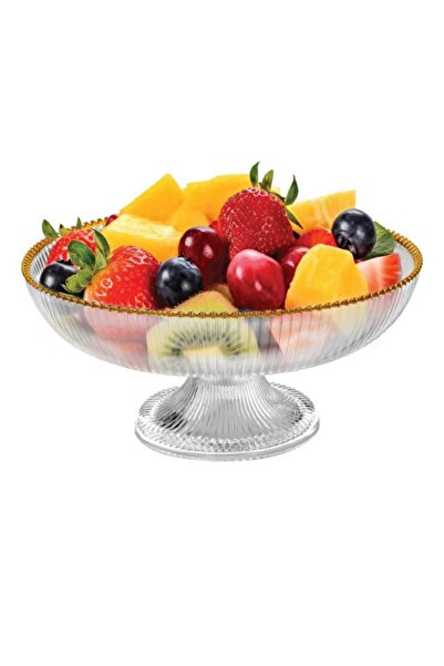 ariana sytle Gilded Patterned 3-piece Glass Serving Set