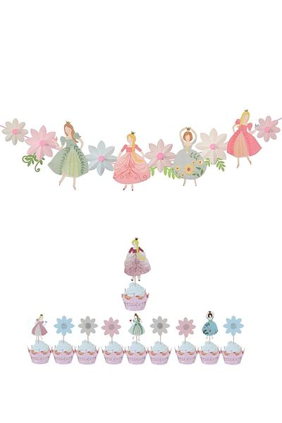Big Party Σετ οδοντογλυφίδα Meri Meri Princess Vine Στολίδι 10 τεμαχίων 2,8 μέτρων και Σετ οδοντογλυφίδα Meri Meri Princess