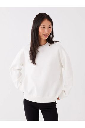 LC Waikiki LCW Vision Ekru Bisiklet Yaka Oversize Kad n Sweatshirt Fiyat Yorumlar Trendyol