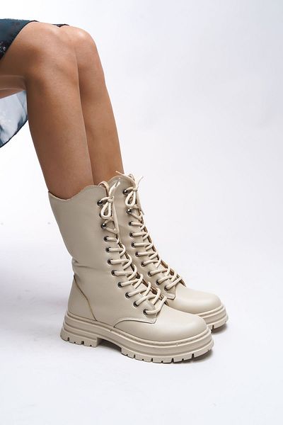 Riccon Γυναικείες μακριές μπότες Khervikh Beige - 00121470