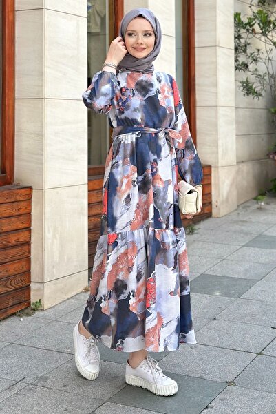 Gizce Flesya Mavi Elbise