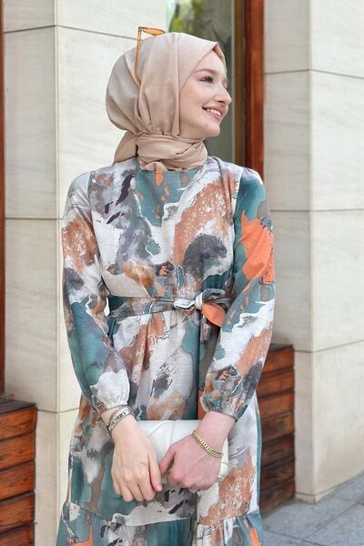 Gizce Green Fleece Dress