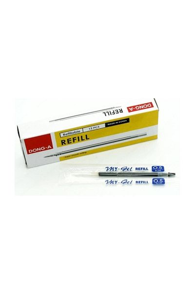 Dong-A Donga My-Gel - 0.5 Blue Pen Refills, 12 Pieces