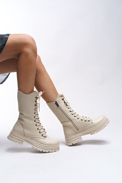 Riccon Khervikh Kadın Uzun Postal Bot 00121470 Bej