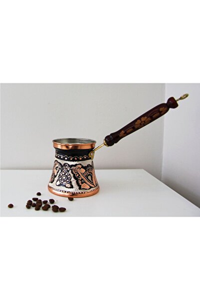 Alone وعاء قهوة نحاسي اللون - حجم صغير ونمط خشبي