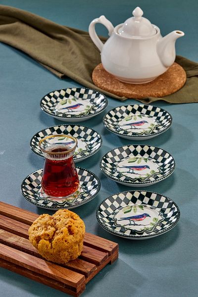Cooker 12.5 cm Porcelain Patterned Special Series - 6-Piece Alaçatı Plate