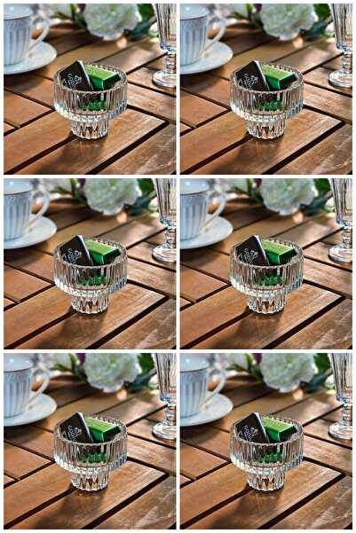 6-Piece Glass Turkish Coffee with Turkish Delight Bowl Origami Mini Chocolate Bowl