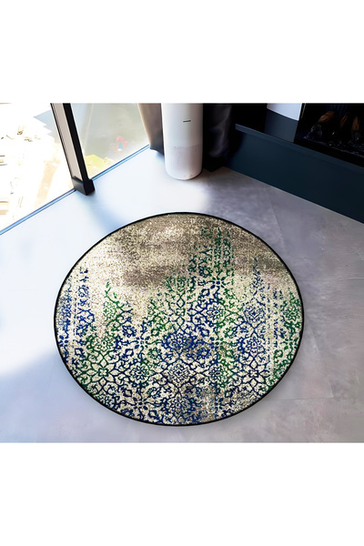 Rugs Modern Halı Multicolored Abstract Motif Patterned Round Woven Base Vinta...