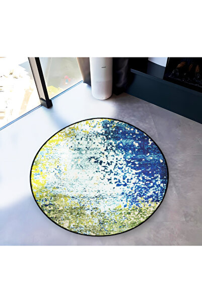 Rugs Modern Halı Green Blue Themed Abstract Traditional Patterned Round Woven...