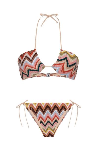 AQUELLA Colorful Knitwear Halter Collar Bikini Set