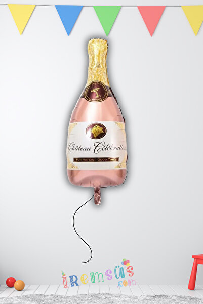mypartyready Şampanya Şişesi Şekilli Folyo Helyum Balon Rose Renk 104*49 Cm B...