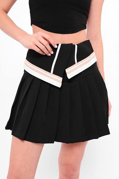 Butik Pleated Black Mini Women's Skirt - Flounce, Model 7116
