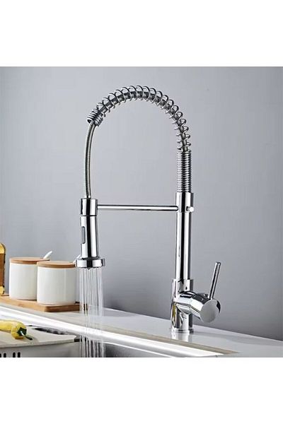 FLEKO BATARYA Chrome Color kitchen Faucet - Spiral Head with Removable 2 Functions and Lime Filter