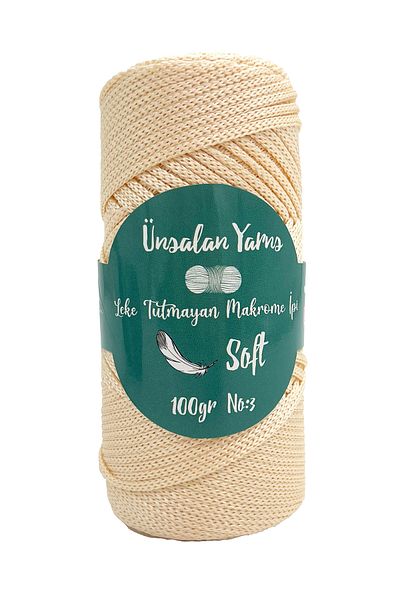 ÜNSALAN HOBİ Premium Polyester 100gr Ecru Macrame String - 120mt 2mm Σετ 5 χορδών