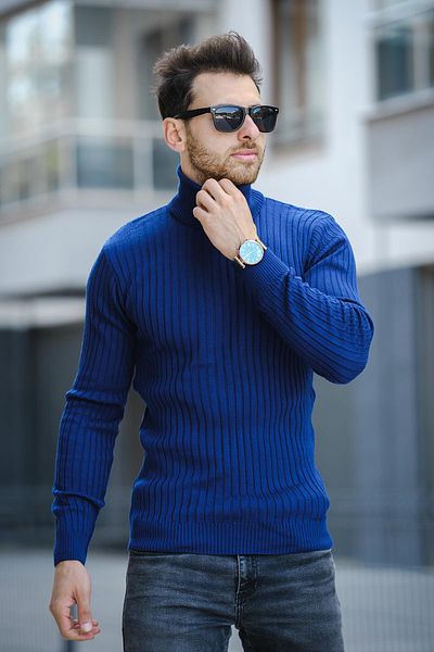 Oksit Seka 822 Men's Throat Slim Fit Sweater - Thick Corded