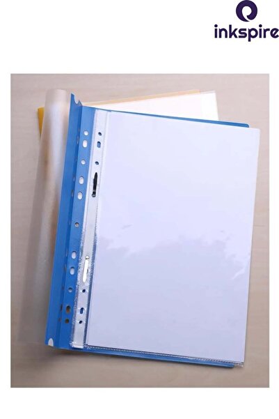 inkspire A4 Green Wire and 50 Transparent Bag Files - Föy File with Hole on the Edge