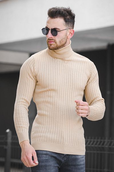 Oksit Ανδρικό πουλόβερ με ζιβάγκο Seka 822 Thick Ribbed Slim Fit