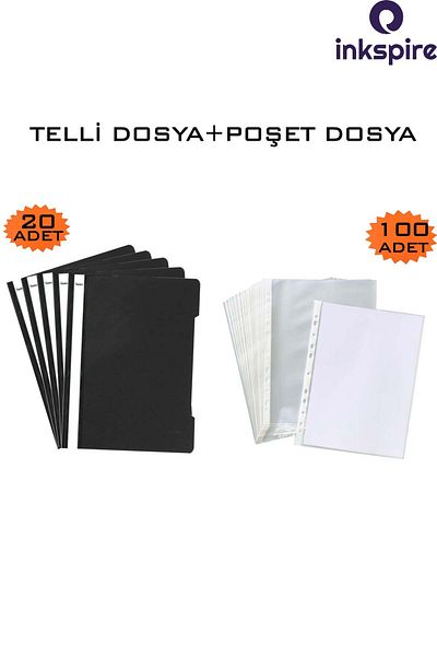 inkspire A4 Black Ring and Transparent Bag File - 20/100 Pieces, Perforated Edge