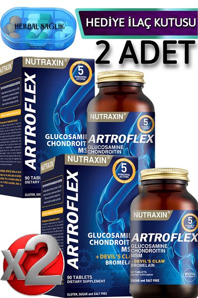 Nutraxin Artroflex 2 Pieces - Glucosamine, Msm, Chondroitin, Bromelain and Devil Claw 90 Tablets