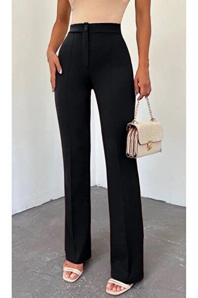 SYM Kadın Yüksek Bel Toparlayıcı Klasik Paça Palazzo Pantolon