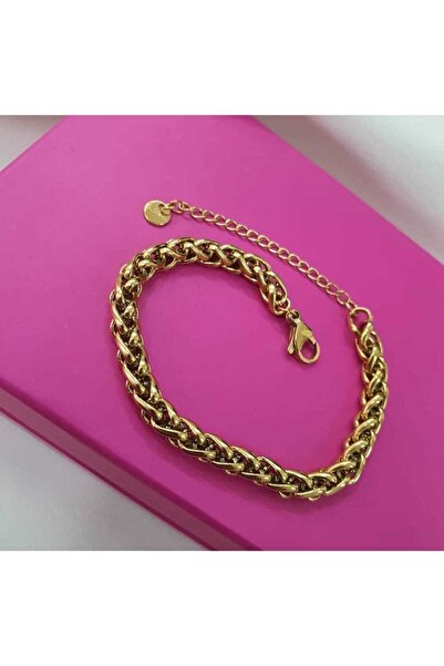 biralışveriş Örgü Zincir Gold Renk Paslanmaz Çelik Bileklik