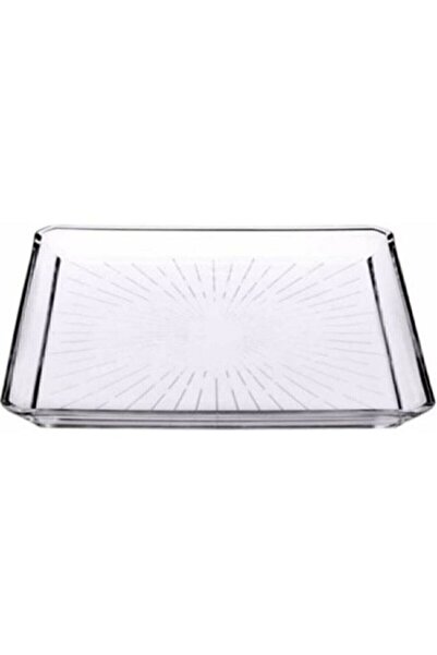 Paşabahçe 950007 68307 Madlen Square Footed Serving Plate and 6 Square Dessert Plates