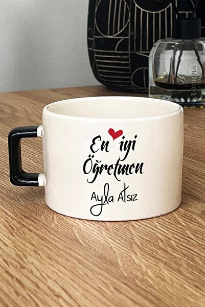 Hedizu Kişiye Özel En İyi Öğretmen Lüks Fincan Siyah Öğretmenler Günü Hediyesi