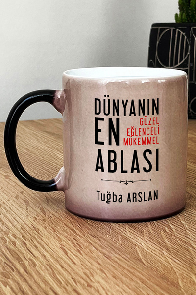 Hedizu Kişiye Özel Abla Kupa Bardak Sihirli Ablaya Doğum Günü Hediyesi