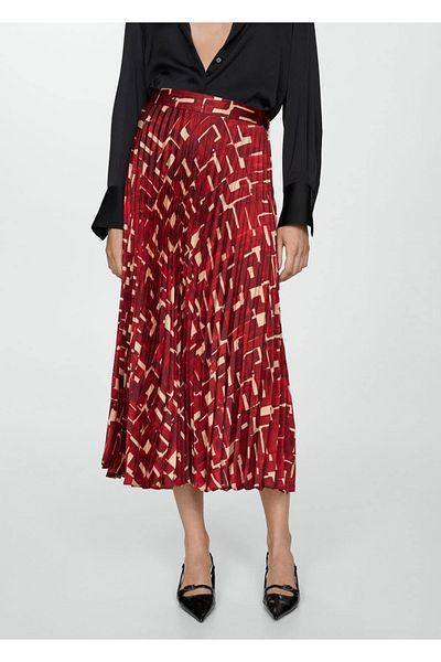 MANGO Woman Fustă plisată cu model