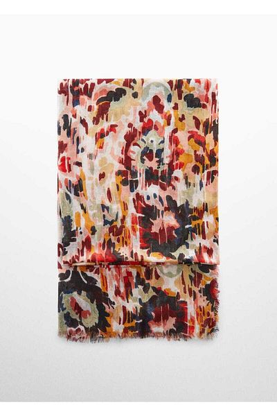MANGO Woman Ikat Patterned Scarf